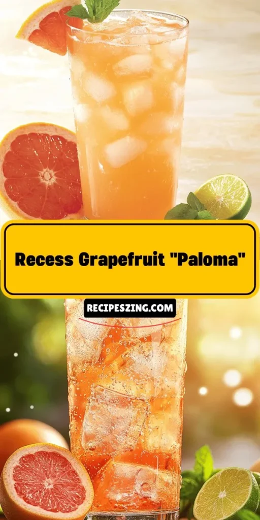 Looking for the perfect refreshing cocktail to enjoy in the warmer months? Try the Recess Grapefruit Paloma! This delightful drink combines tequila, fresh grapefruit and lime juices, and effervescent Recess Grapefruit Sparkling Water for a light and fizzy experience. With its sweet, tart flavors and health-conscious twist, it's ideal for summer gatherings or a cozy evening at home. Discover how to make this vibrant cocktail today! #CocktailRecipe #Paloma #SummerDrinks #HealthyCocktails #Mixology