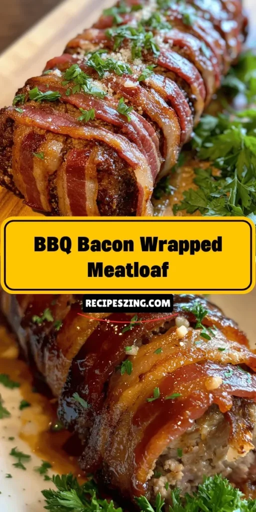 Indulge in the ultimate comfort food with this BBQ Bacon Wrapped Meatloaf! Combining savory ground beef and pork, crunchy bacon, and a sweet smoky BBQ glaze, this dish is sure to please at any gathering. Perfect for family dinners, it's rich in flavor and mouthwatering texture. Get ready to impress your guests with this crowd-pleaser. Discover the delicious details and tips to master this recipe today! #Meatloaf #ComfortFood #BBQ #BaconWrapped #RecipeIdeas #DinnerInspo #Foodie