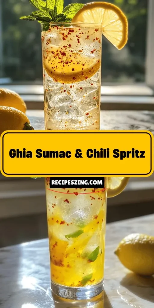 Discover the vibrant world of the Ghia Sumac & Chili Spritz, a refreshing non-alcoholic drink that perfectly blends the complexity of Ghia non-alcoholic aperitif, tangy sumac, and a spicy kick from chili. Ideal for summer gatherings or casual sips, this drink offers a sophisticated twist on mocktails. Embrace health-conscious choices without sacrificing flavor! Try it today and elevate your beverage experience! #NonAlcoholic #Mocktail #Refreshment #HealthyDrinks #GhiaSpritz