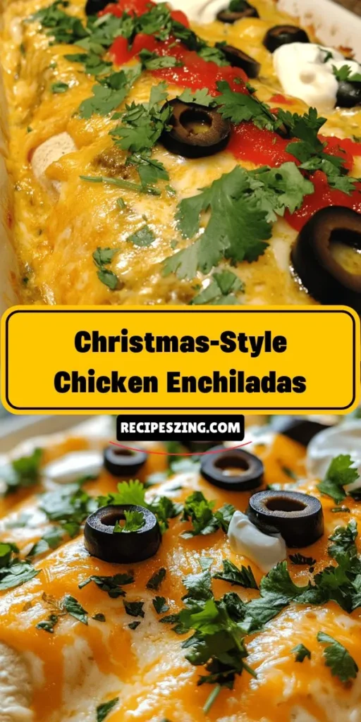 Add a festive twist to your holiday meals with Christmas-Style Chicken Enchiladas! These flavorful enchiladas combine tender chicken, creamy cheese, and vibrant green and red sauces, creating a warming dish perfect for family gatherings. Not only are they easy to customize, but they also serve as a delicious bridge between tradition and innovation. Impress your guests this season with this mouthwatering recipe! #ChristmasRecipes #Enchiladas #HolidayCooking #ComfortFood #FestiveMeals #FamilyTradition