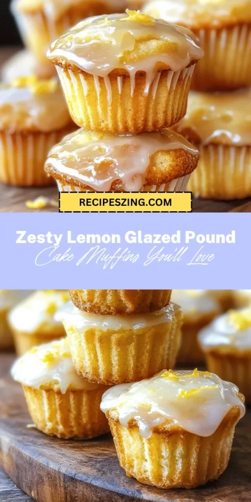 Indulge in the zesty delight of Lemon Glazed Pound Cake Muffins! These moist and buttery treats combine the refreshing taste of fresh lemons with a sweet glaze, perfect for breakfast or a light dessert. Easy to make and versatile, they're sure to brighten any occasion. Serve them warm or chilled, alongside coffee or tea, for a delicious experience. Dive into this recipe and enjoy a delightful twist on classic pound cake. #LemonMuffins #Baking #Dessert #PoundCake #HomemadeTreats #ZestyDelight