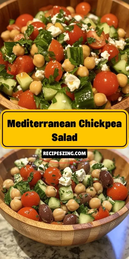 Discover the vibrant flavors of Mediterranean Chickpea Salad—a refreshing, nutritious dish that's perfect for any occasion! Packed with protein-rich chickpeas, crisp vegetables like cherry tomatoes and cucumbers, and drizzled with a zesty olive oil dressing, this salad is not just delicious but also supports heart health and digestion. Easy to prepare, it's ideal for busy weeknights or meal prep. Enjoy a taste of the Mediterranean! #ChickpeaSalad #HealthyEating #MediterraneanCuisine #MealPrep #SaladRecipes