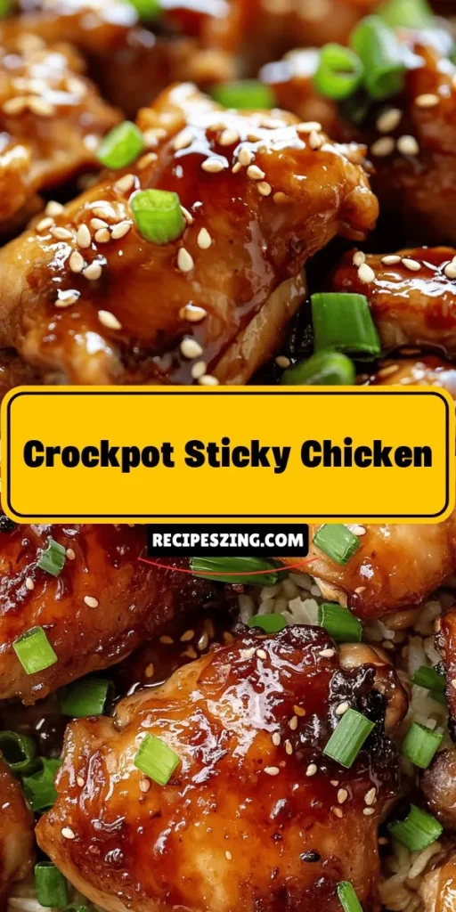 Discover the ultimate comfort food with Sweet & Savory Crockpot Sticky Chicken! This easy recipe combines tender chicken thighs with a delicious sticky glaze, blending honey and soy sauce for a burst of flavor. Perfect for busy families, it requires minimal prep and cooks while you go about your day. Serve it over rice or noodles for a satisfying meal. Enjoy the convenience and taste that will make this a family favorite! #CrockpotRecipes #StickyChicken #EasyDinners #SlowCooker #ComfortFood #FamilyMeals #QuickRecipes