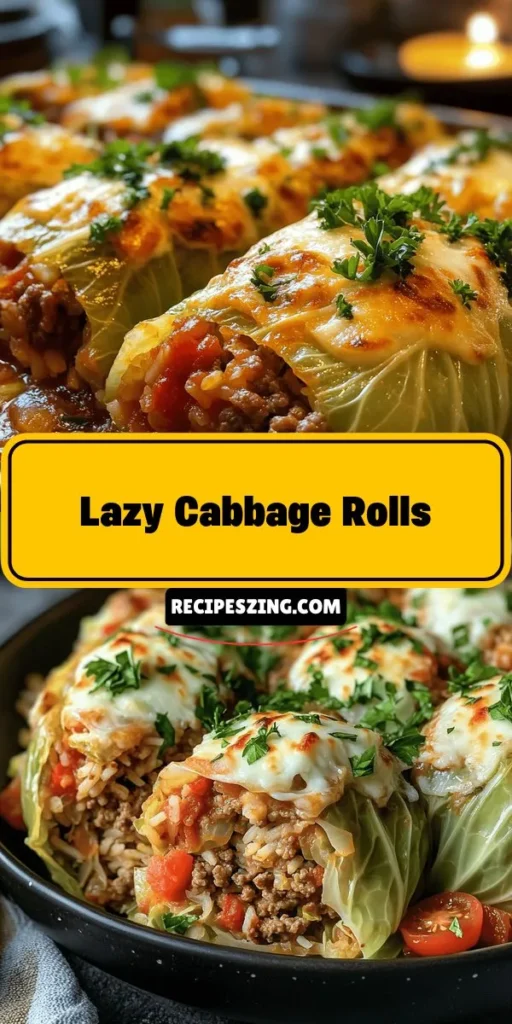 Discover the comforting flavors of Lazy Cabbage Rolls, a simplified version of the classic dish that’s perfect for busy weeknights or family gatherings. These deconstructed rolls are not only easy to prepare but also versatile enough to accommodate various dietary preferences. Packed with nutrition from cabbage, protein, and flavorful ingredients, they make for a satisfying meal everyone will love. Get ready to enjoy all the goodness without the fuss! #LazyCabbageRolls #ComfortFood #EasyRecipes #HealthyEating #CabbageRolls #FamilyMeals #CookingAtHome