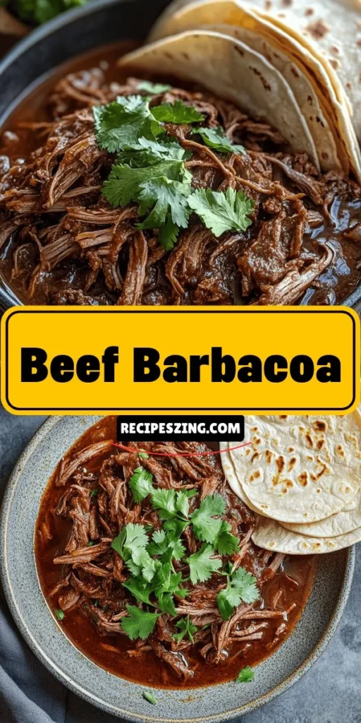 Discover the rich flavors of Spicy Slow-Cooked Beef Barbacoa, a dish steeped in Mexican culinary tradition! Perfect for family gatherings or cozy nights, this recipe transforms beef chuck roast into a tender, flavorful delight. With a blend of spices like cumin, smoked paprika, and a touch of heat, every bite is a fiesta of taste. Serve it in tacos, burritos, or bowls for a crowd-pleasing meal that embodies warmth and community. #Barbacoa #SlowCooked #MexicanFood #FamilyDinner #RecipeIdeas #CulinaryTradition #ComfortFood