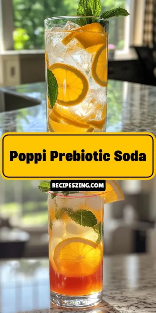 Discover the delicious world of Refreshing Citrus Poppi Prebiotic Soda! This homemade fizzy drink combines fresh orange, lemon, and ginger for a taste that's both vibrant and health-boosting. Packed with prebiotics and probiotics, it supports digestion and overall wellness while being free from artificial ingredients. Perfect for summer gatherings, this bubbly beverage is a refreshing alternative to sugary sodas. Try making it today! #PrebioticSoda #GutHealth #HealthyDrinks #HomemadeSoda #CitrusPoppi #WellnessJourney