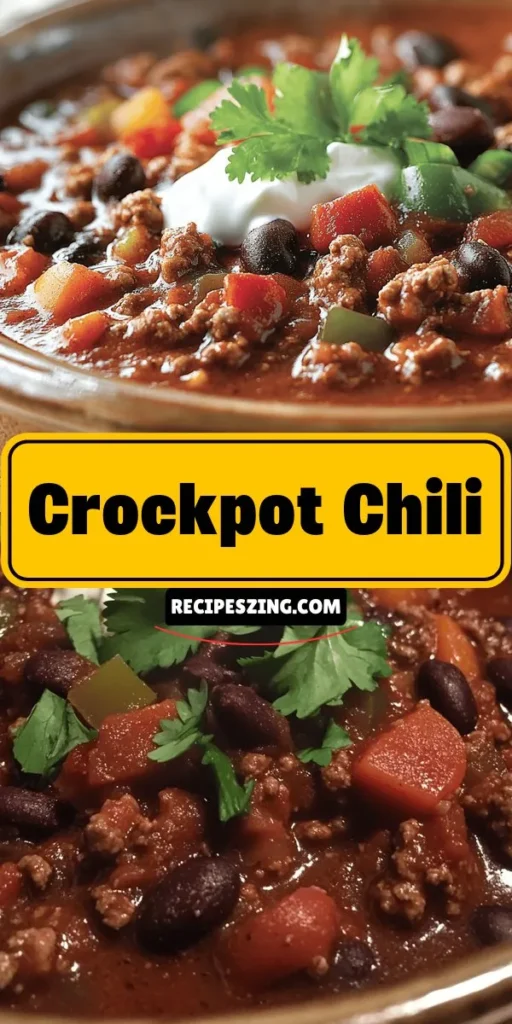 Warm up your winter nights with this Spicy Hearty Crockpot Chili recipe! Packed with lean proteins, vibrant vegetables, and a kick of spices, this easy-to-make dish is perfect for family gatherings or game day. Just toss your ingredients in the crockpot and let it simmer for hours of comforting flavor. It's customizable for every taste, whether you prefer it meaty or plant-based. Enjoy leftovers all week! #CrockpotChili #ComfortFood #HealthyCooking #MealPrep #ChiliRecipe