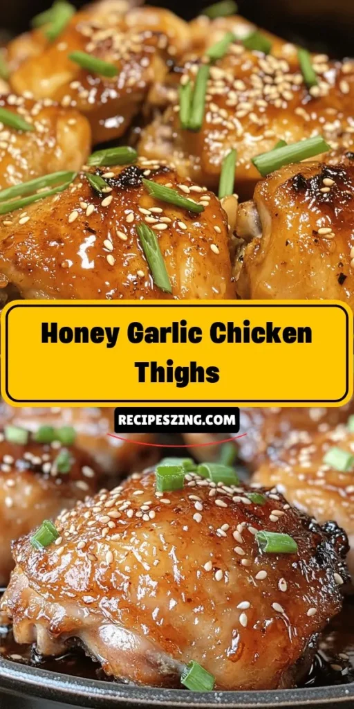 Indulge in the mouthwatering flavors of Sweet & Sticky Honey Garlic Chicken Thighs! This recipe showcases the juicy goodness of chicken thighs, marinated to perfection with a blend of honey, garlic, and soy sauce. The result? A sticky glaze that will impress everyone at your dinner table! Perfect for weeknights or gatherings, this easy dish is a must-try! #HoneyGarlicChicken #DinnerRecipes #ComfortFood #EasyCooking #Foodie #ChickenThighs #Yummy