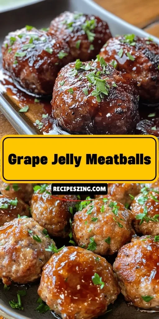 Discover the nostalgic delight of Sweet & Savory Grape Jelly Meatballs, a perfect balance of sweetness and tanginess that’s sure to impress at your next gathering! This easy-to-make recipe combines ground meat, grape jelly, and barbecue sauce for a deliciously satisfying dish. Whether as appetizers or a main course, these meatballs are versatile and full of flavor. Try this crowd-pleaser today! #Meatballs #Appetizers #PartyFood #Cooking #RecipeIdeas