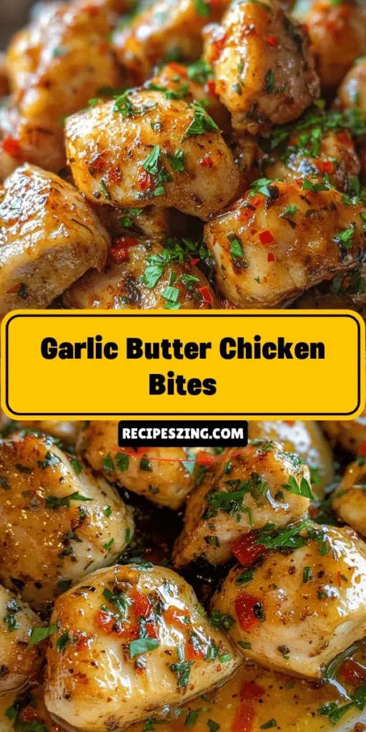 Looking for a quick and delicious dinner option? Try these Garlic Butter Chicken Bites! Made with tender chicken, aromatic garlic, and creamy butter, this dish is perfect for busy weeknights or impressing guests at dinner parties. Customize it with your favorite sides, from rice to pasta, and enjoy every flavorful bite. Simple ingredients and easy preparation make this recipe a must-try! #GarlicButterChickenBites #EasyDinner #QuickRecipes #MealPrep #DeliciousEats #ComfortFood