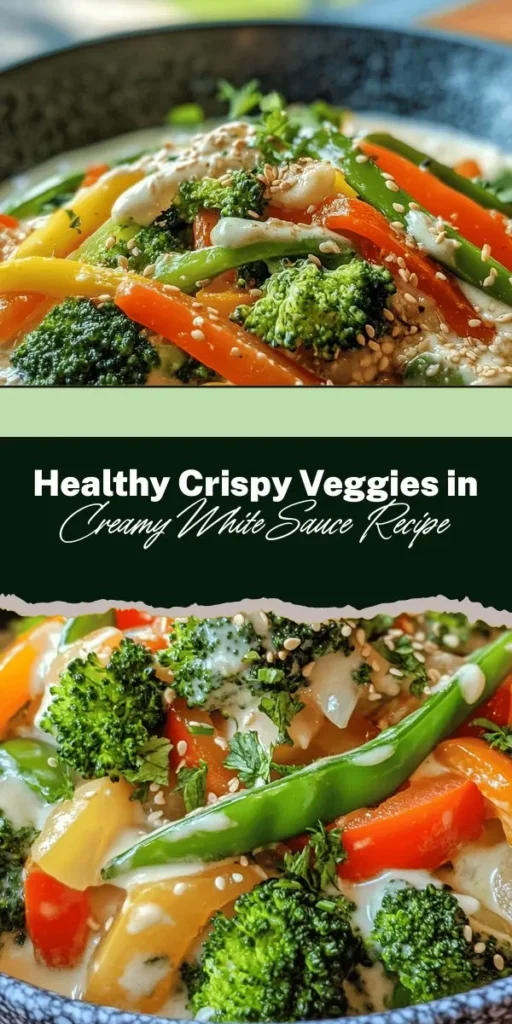 Discover the joy of cooking with this Crispy Stir-Fried Veggies in Creamy White Sauce recipe! Packed with vibrant colors and fresh vegetables, this dish combines nutrition and flavor, making it perfect for busy weeknights or special gatherings. The rich creamy sauce elevates the stir-fry to a gourmet experience everyone will love. Dive into a plant-based delight that’s easy to make and delicious to eat! #HealthyRecipes #StirFry #Vegetarian #CreamySauce #PlantBased #CookingAtHome #Veggies #Foodie